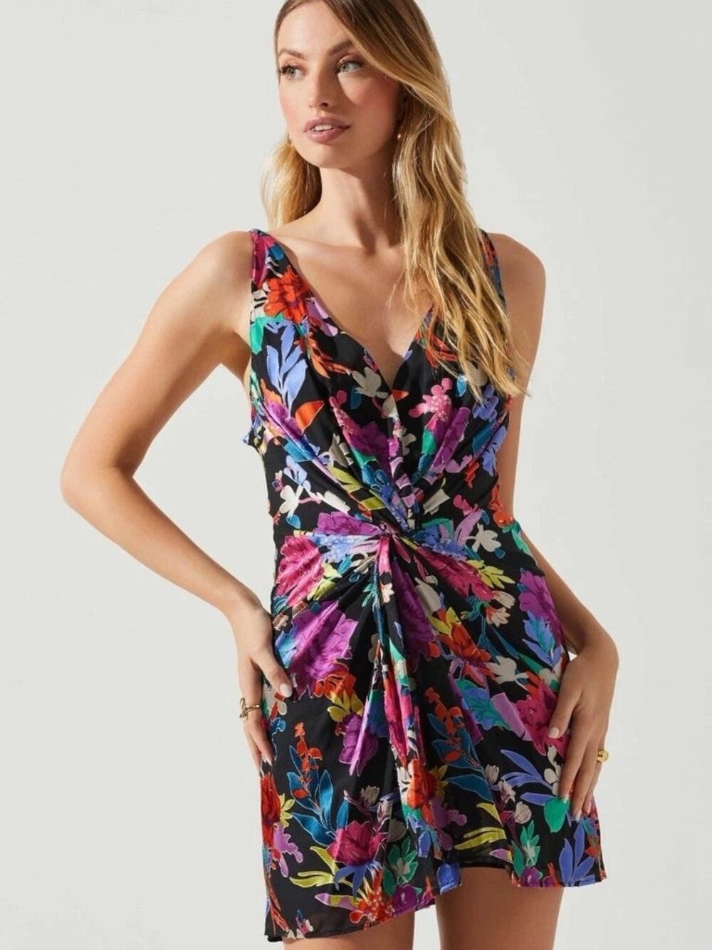 Astr the Label Multicolor Floral Alvia Mini Dress L